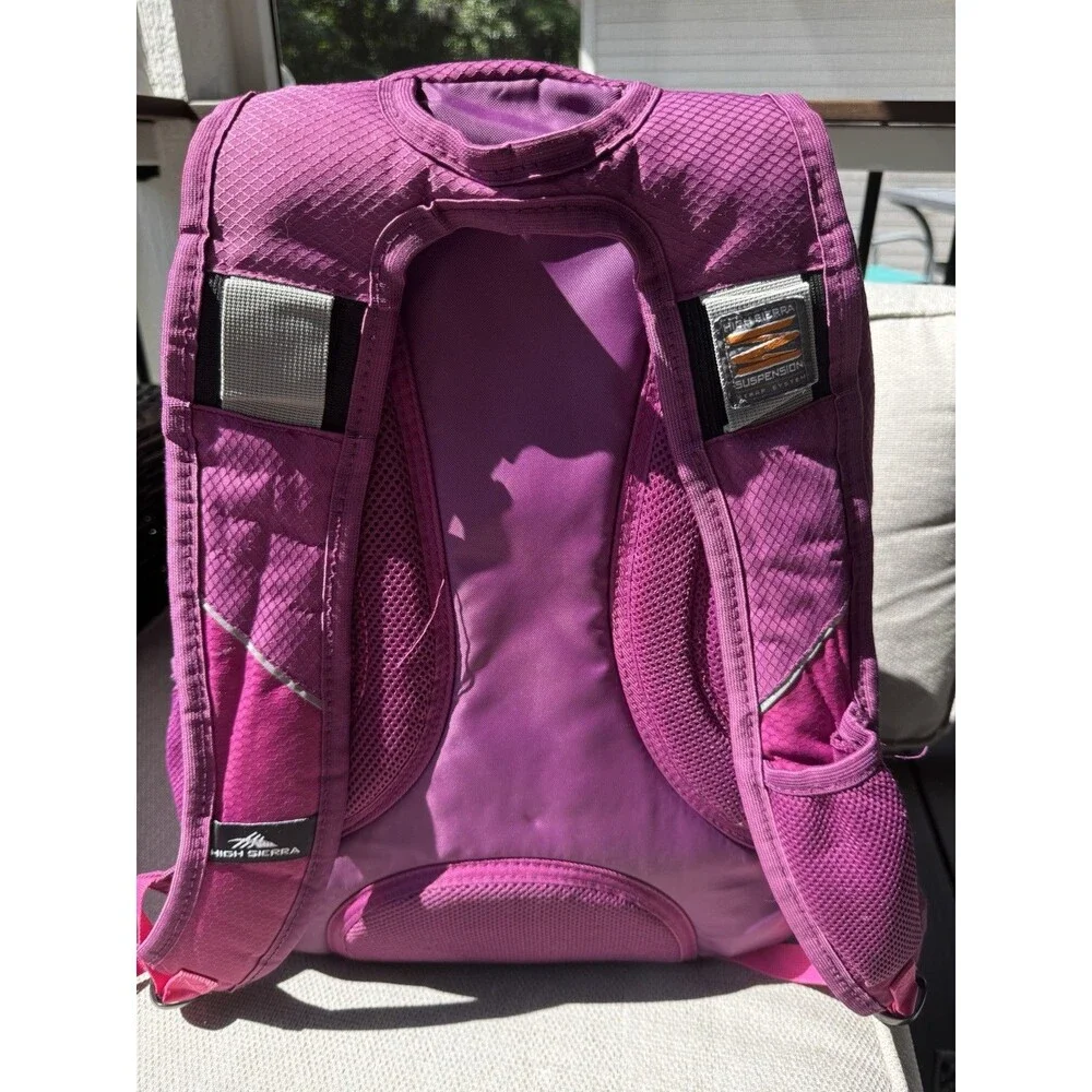 HIGH SIERRA Backpack Large Multi-Zip Pockets Laptop Layered Hiking Magenta EUC